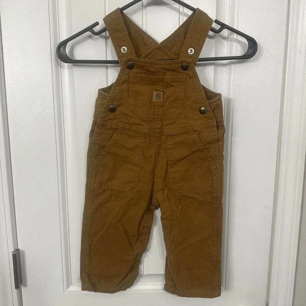 Carhartt Overalls 12 Months Baby Bib Overall Tan Brown Snap Crotch
